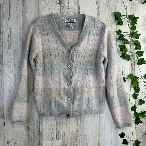 vintage all points by reference points lambswool button up cardigan size medium - Picture 1 of 6